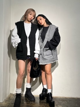 「EMODA（エモダ）のアイテム（ベスト）」を使った、市川あん(EMODA)さん（レディース・153cm）の夏コーディネート