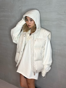 「EMODA（エモダ）のアイテム（ダウンジャケット/コート）」を使った、市川あん(EMODA)さん（レディース・153cm）の秋コーディネート