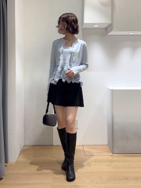 「LAGUNAMOON（ラグナムーン）のパッチポケットショートパンツ（その他パンツ、ブラック系）」を使った、MASAKI KISEさん（レディース・168cm）の秋コーディネート