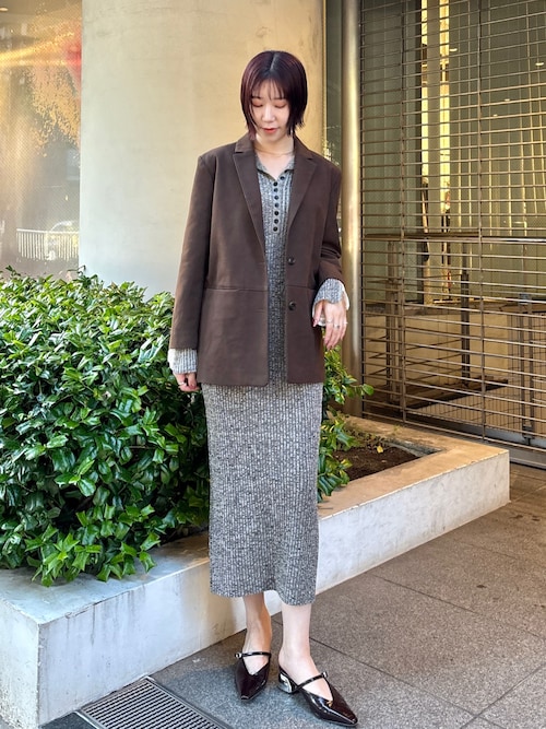 ラグナムーン　レーススリーブネップリブニットワンピース レーススリーブネップリブニットワンピース 秋服（ワンピース