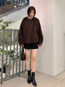 「アイテム（ボストンバッグ）」を使った、MASAKI KISEさん（レディース・168cm）の秋コーディネート