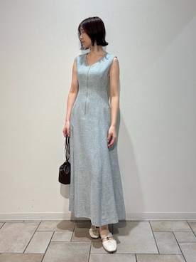 「LAGUNAMOON（ラグナムーン）の【REMME】ギャザーフラットサンダル（Sandals、ホワイト系）」を使った、MASAKI KISEさん（レディース・168cm）の夏コーディネート