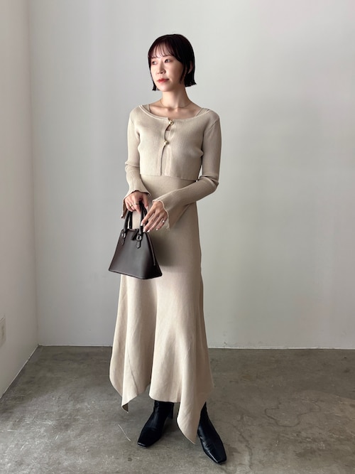 ボタンカーデセットニットワンピース（ワンピース）｜LAGUNAMOON