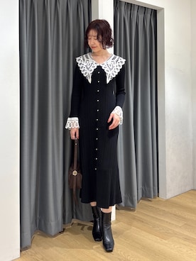 「LAGUNAMOON（ラグナムーン）のスクエアトゥショートブーツ（ブーツ、ブラック系）」を使った、MASAKI KISEさん（レディース・168cm）の秋コーディネート