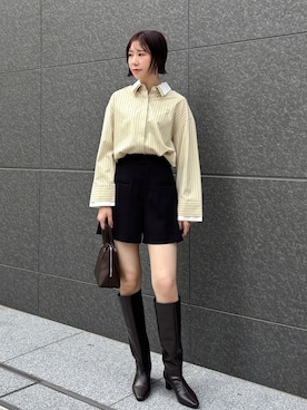「アイテム（ボストンバッグ）」を使った、MASAKI KISEさん（レディース・168cm）の秋コーディネート