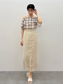 LAGUNAMOON ラグナムーン サテンパイピングシアーIラインスカート LAGUNAMOON スカート サテンパイピングシアーIラインスカート