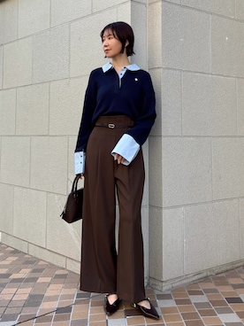「アイテム（ボストンバッグ）」を使った、MASAKI KISEさん（レディース・168cm）の秋コーディネート