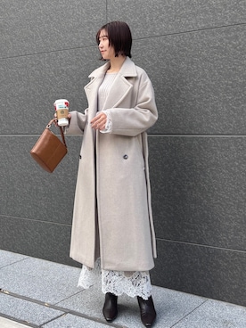 「アイテム（ステンカラーコート）」を使った、MASAKI KISEさん（レディース・168cm・20代）の秋コーディネート
