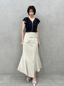 新色追加】ツイードウエストアシメナローフレアスカート｜ラグナムーン