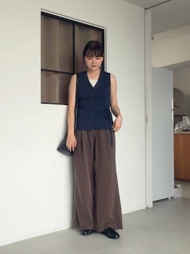 「LOWRYS FARM（ローリーズファーム）のモカシンローファー  637751（ローファー、ブラック系）」を使った、pecoさん（レディース・165cm）の春コーディネート