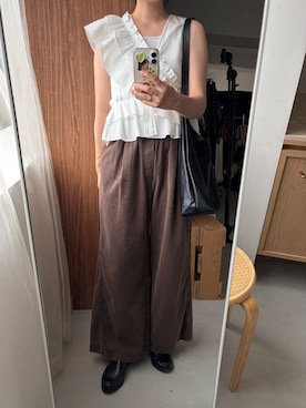 「LOWRYS FARM（ローリーズファーム）のヤワラカルイ２ＷＡＹショルダーＢＡＧ 115210（ショルダーバッグ、ブラック系）」を使った、pecoさん（レディース・165cm）の春コーディネート