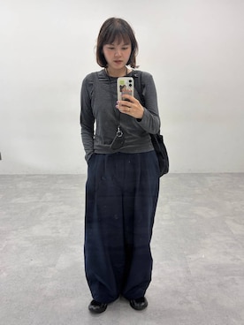 「LOWRYS FARM（ローリーズファーム）のSETUP可能【LFM(U)】DRYMIXタックバルーンパンツ　 658954（デニムパンツ、ブルー系）」を使った、pecoさん（レディース・165cm）の春コーディネート