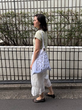 「LOWRYS FARM（ローリーズファーム）のＩＮＤＩＡレースブルマ 669780（その他パンツ、ホワイト系）」を使った、pecoさん（レディース・165cm）の夏コーディネート