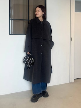 「アイテム（ステンカラーコート）」を使った、pecoさん（レディース・165cm）の秋コーディネート