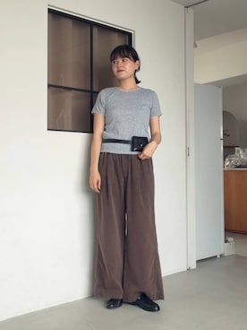「LOWRYS FARM（ローリーズファーム）のモカシンローファー  637751（ローファー、ブラック系）」を使った、pecoさん（レディース・165cm）の春コーディネート