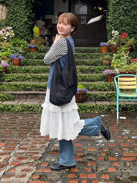 「キッズ服」｜「アイテム（ワンピース/ドレス）」を使った、pecoさん（レディース・165cm）の夏コーディネート