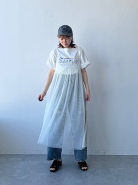 「LOWRYS FARM（ローリーズファーム）のアイテム（ワンピース）」を使った、pecoさん（レディース・166cm）の春コーディネート