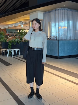 「LOWRYS FARM（ローリーズファーム）のモカシンローファー  637751（ローファー、ブラック系）」を使った、pecoさん（レディース・165cm）の夏コーディネート