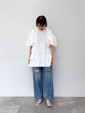 「LOWRYS FARM」｜「アイテム（チュニック）」を使った、pecoさん（レディース・166cm）の春コーディネート