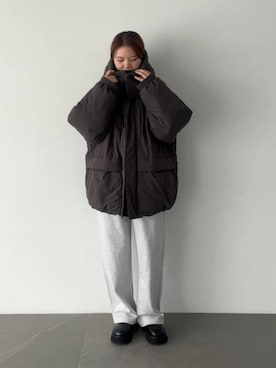 「アイテム（ダウンジャケット/コート）」を使った、pecoさん（レディース・165cm）の秋コーディネート