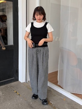 「LOWRYS FARM（ローリーズファーム）のフライスチビＴＥＥ 637055（Tシャツ/カットソー、ホワイト系）」を使った、pecoさん（レディース・165cm）の春コーディネート