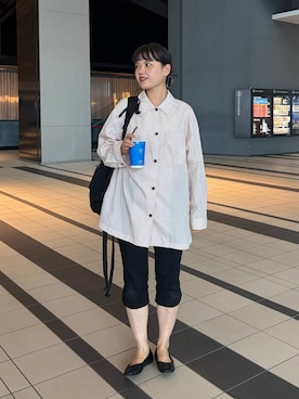 「LOWRYS FARM（ローリーズファーム）のオーバーBOXシャツ　1051616（シャツ/ブラウス、ピンク系）」を使った、pecoさん（レディース・165cm）の秋コーディネート