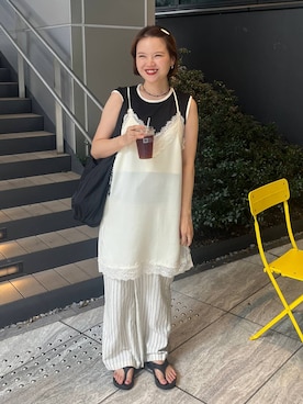 「LOWRYS FARM（ローリーズファーム）のランジェリーキャミＣＨ　 572465（キャミソール）」を使った、pecoさん（レディース・165cm）の夏コーディネート