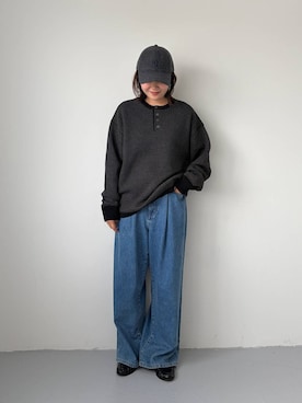 「LOWRYS FARM（ローリーズファーム）の【NEWERA】ローリーズファーム別注企画 ９２０ＣＳ／ＭＥＬＴＯＮ２６ 1042442（キャップ、グレー系）」を使った、pecoさん（レディース・165cm）の夏コーディネート