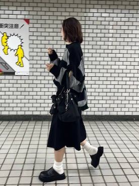 「LOWRYS FARM（ローリーズファーム）の【LFM(U)】ハイゲージニットポロ　 593278（ニット/セーター）」を使った、pecoさん（レディース・165cm）の秋コーディネート