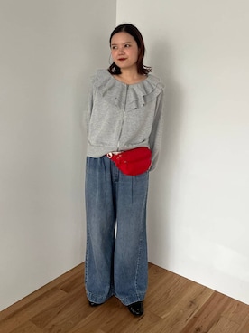 「アイテム（ボディバッグ/ウエストポーチ）」を使った、pecoさん（レディース・165cm）の冬コーディネート