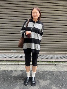 「LOWRYS FARM（ローリーズファーム）の【LFM(U)】ハイゲージニットポロ　 593278（ニット/セーター）」を使った、pecoさん（レディース・165cm）の秋コーディネート