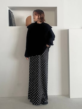 「LOWRYS FARM（ローリーズファーム）のＢＩＧカラーニットＬＳ　600397（ニット/セーター）」を使った、pecoさん（レディース・165cm）の秋コーディネート