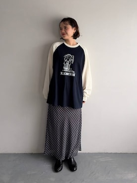 「LOWRYS FARM（ローリーズファーム）のモカシンローファー  637751（ローファー、ブラック系）」を使った、pecoさん（レディース・165cm）の春コーディネート