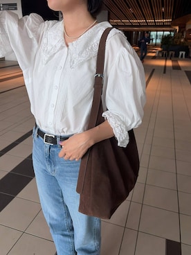 「LOWRYS FARM（ローリーズファーム）のヤワラカルイ２ＷＡＹショルダーＢＡＧ 115210（ショルダーバッグ、ブラウン系）」を使った、pecoさん（レディース・165cm）の春コーディネート