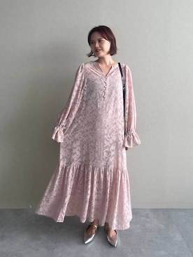 「アイテム（ワンピース/ドレス、ピンク系）」を使った、pecoさん（レディース・165cm）の夏コーディネート