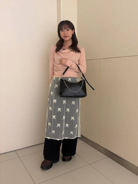 「LOWRYS FARM（ローリーズファーム）のステンレスフープチョーカー 127295（チョーカー、ゴールド系）」を使った、Manaさん（レディース・158cm）の春コーディネート