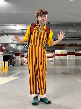 「アイテム（オールインワン・サロペット、オレンジ系）」を使った、Jun Σ੧(❛□❛✿)さん（レディース・157cm）の夏コーディネート