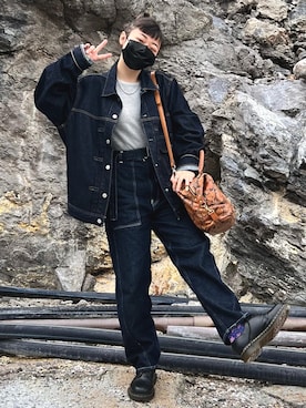 「Levis」｜「アイテム（デニムジャケット）」を使った、Jun Σ੧(❛□❛✿)さん（レディース・157cm）の夏コーディネート