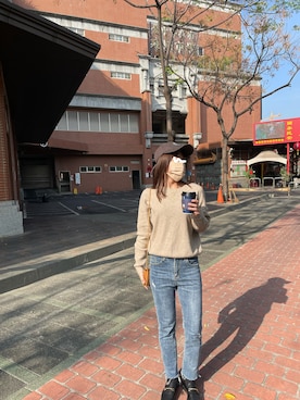 「アイテム（バッグ、オレンジ系）」を使った、リサ157さん（レディース・157cm）の冬コーディネート