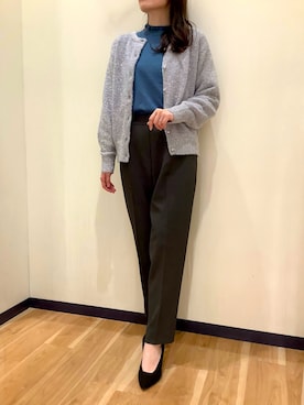 「TOKYO SHIRTS（トウキョウシャツ）のもちもち フリルネック プルオーバー（ニット/セーター）」を使った、BRICK HOUSE by Tokyo Shirts 盛岡南イオンモール店さん（レディース・163cm）の秋コーディネート