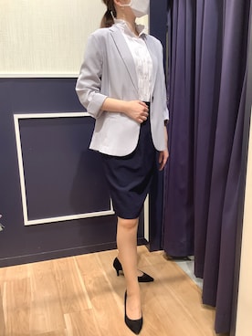 「アイテム（ビジネスシャツ、パープル系）」を使った、BRICK HOUSE by Tokyo Shirts 盛岡南イオンモール店さん（レディース・163cm）の春コーディネート