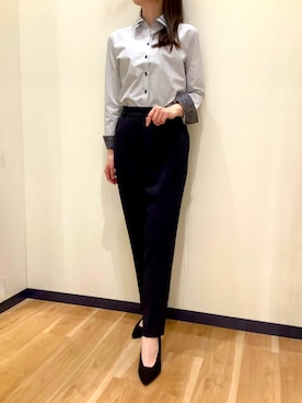 「アイテム（ビジネスシャツ）」を使った、BRICK HOUSE by Tokyo Shirts 盛岡南イオンモール店さん（レディース・163cm）の秋コーディネート