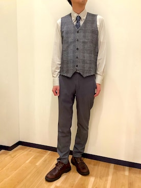 「アイテム（ビジネスシャツ）」を使った、BRICK HOUSE by Tokyo Shirts 盛岡南イオンモール店さん（メンズ・175cm）の秋コーディネート