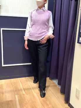 「アイテム（ビジネスシャツ、ピンク系）」を使った、BRICK HOUSE by Tokyo Shirts 盛岡南イオンモール店さん（レディース・158cm）の冬コーディネート