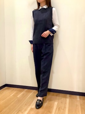 「アイテム（ビジネスシャツ）」を使った、BRICK HOUSE by Tokyo Shirts 盛岡南イオンモール店さん（レディース・160cm）の秋コーディネート