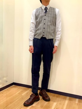 「アイテム（ビジネスシャツ）」を使った、BRICK HOUSE by Tokyo Shirts 盛岡南イオンモール店さん（メンズ・175cm）の秋コーディネート