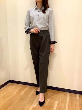 「アイテム（ビジネスシャツ）」を使った、BRICK HOUSE by Tokyo Shirts 盛岡南イオンモール店さん（レディース・163cm）の秋コーディネート