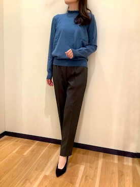 「TOKYO SHIRTS（トウキョウシャツ）のもちもち フリルネック プルオーバー（ニット/セーター）」を使った、BRICK HOUSE by Tokyo Shirts 盛岡南イオンモール店さん（レディース・163cm）の冬コーディネート