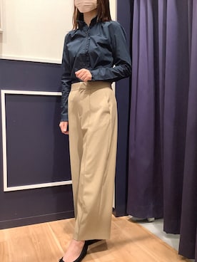 「アイテム（ビジネスシャツ、ブラック系）」を使った、BRICK HOUSE by Tokyo Shirts 盛岡南イオンモール店さん（レディース・161cm）の夏コーディネート