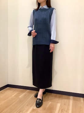 「アイテム（ビジネスシャツ）」を使った、BRICK HOUSE by Tokyo Shirts 盛岡南イオンモール店さん（レディース・161cm）の秋コーディネート